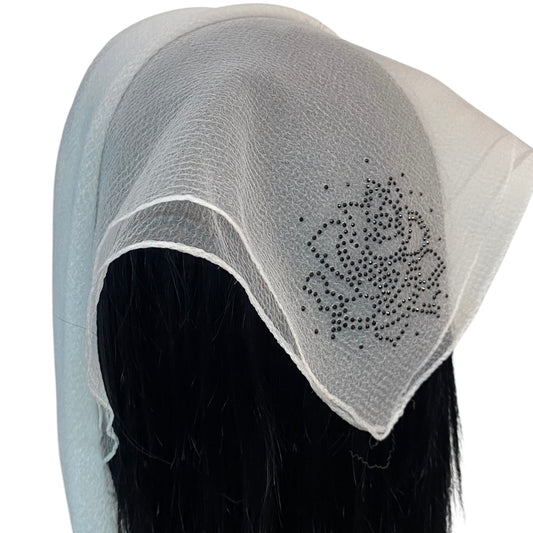 Square Solid | Rhinestone | Blooming Rose | White/Black