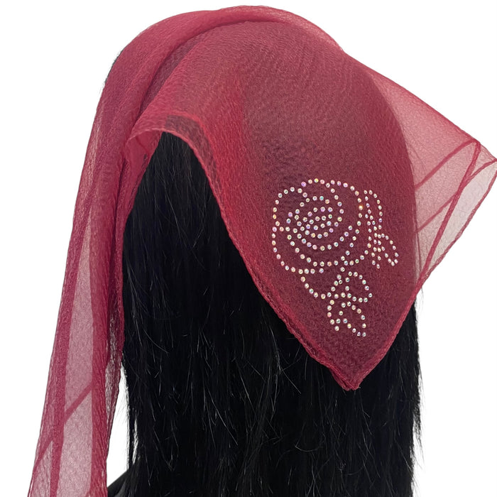 Square Solid | Rhinestone | Corner Rose |Maroon
