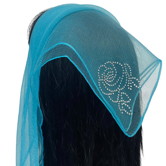Square Solid | Rhinestone | Corner Rose |  Turquoise