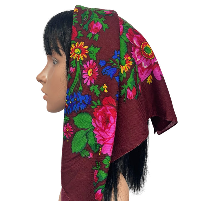 Traditional Scarves | Rose Garden | Maroon