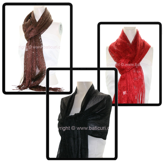 Mesh shawls with frills