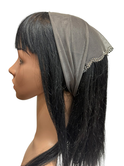 #3 Long Triangle Net Double Swirl Rhinestones Corner-Black/black