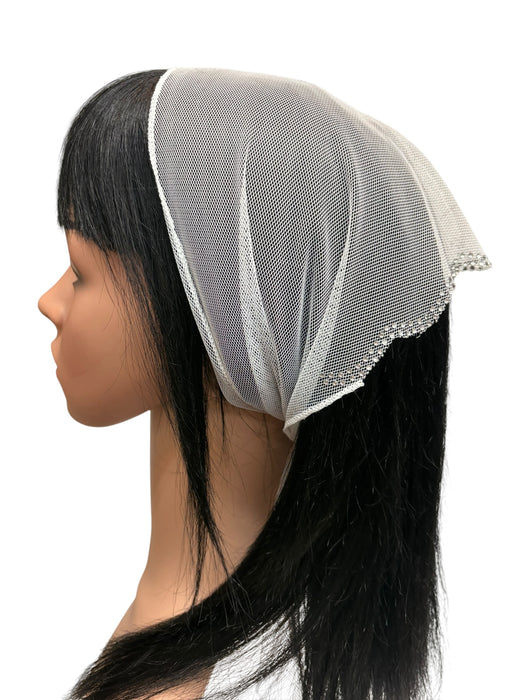 #3 Long Triangle Net Double Swirl Rhinestones Corner-White