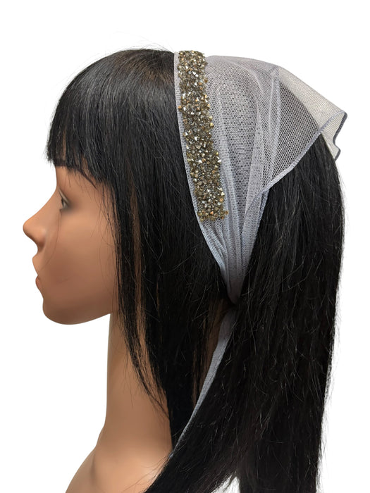 #4 Long Triangle Net Front Rhinestones-Grey
