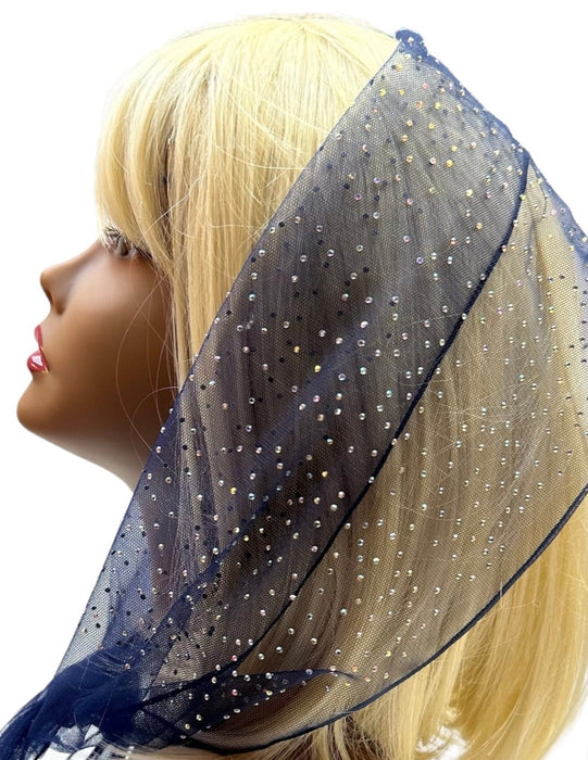 Long Net | Dense All Over Rhinestones | Black