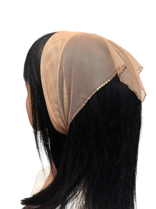 #1 Long Triangle Net Single Straight Line Rhinestones Corner-Beige