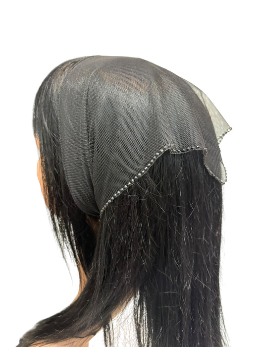 #1 Long Triangle Net Single Straight Line Rhinestones Corner-Black/black
