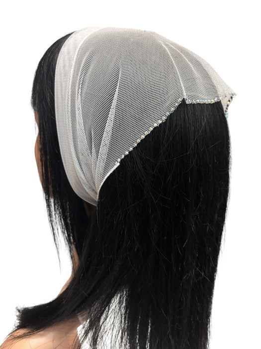 #1 Long Triangle Net Single Straight Line Rhinestones Corner-White