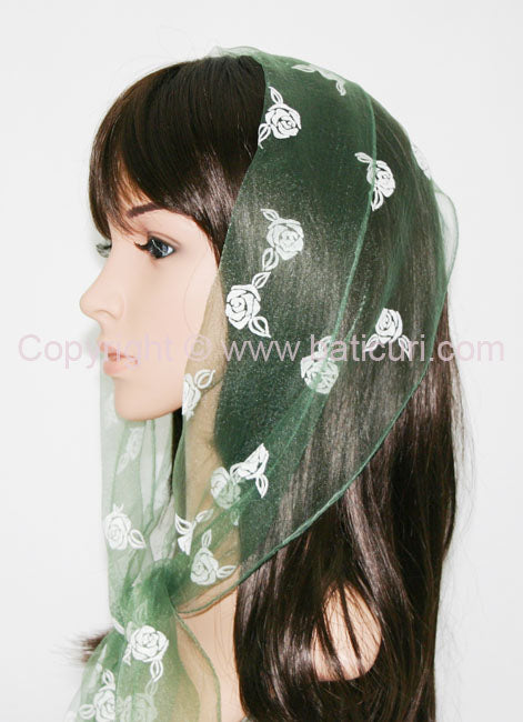 36 |  Long  | Small Roses | Dusty Green/White