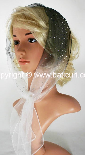 OB Nylon (N) Cloud - Black/white w Silver Scattered Rhinestones