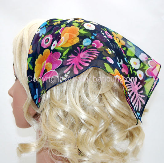136-11 Navy Blue with Spring flowers