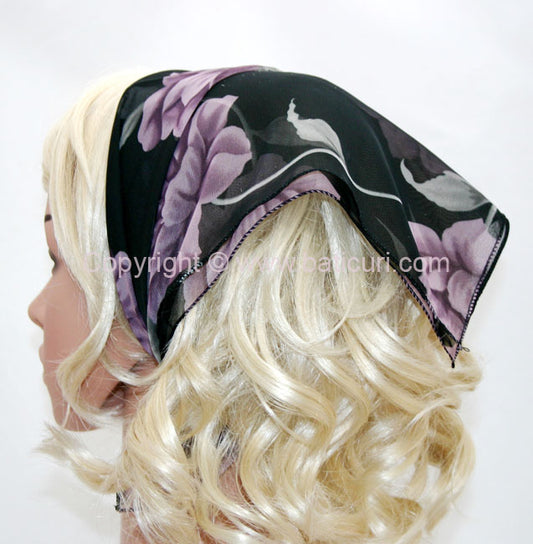136-76 Black with Dusty Pink Flowers