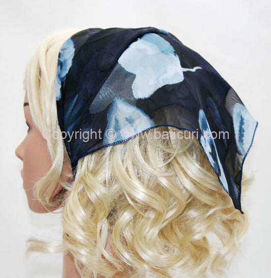 136-15 Navy Blue with Light Blue Flowers