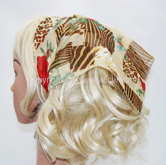 136-69 Beige | Roses & Animal Print Patches