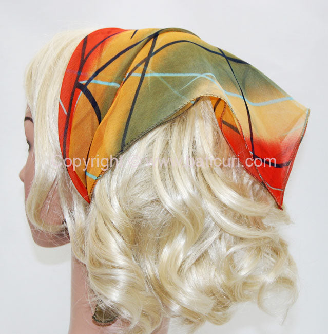 136-82 Red/Orange/Sage Green | Geometric Lines