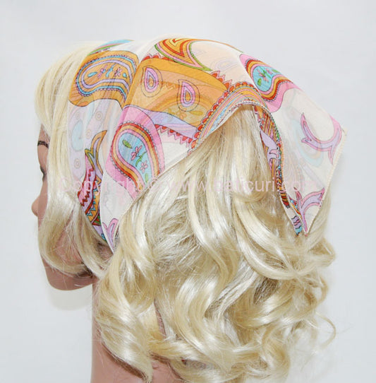 136-93 Cream/Pink/Orange | Paisley Design