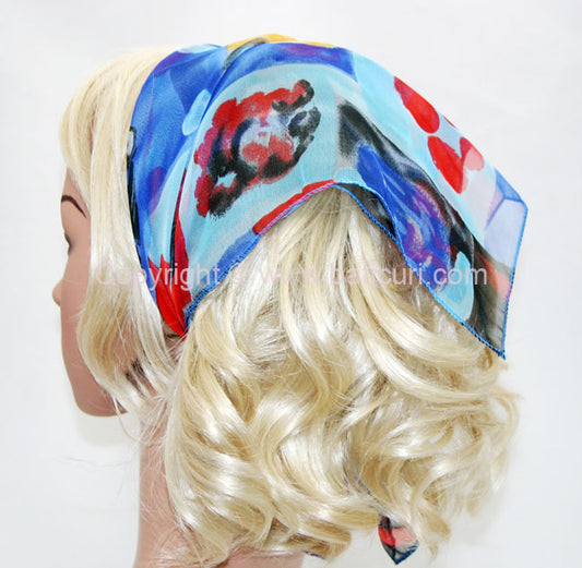 136-112 Red/Blue | Geometric Floral