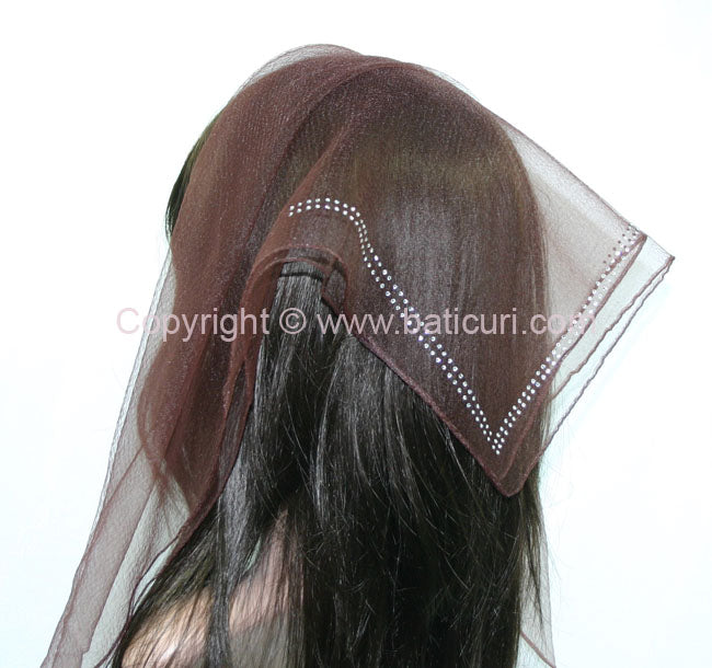 "SQ Rhinestone Double Line" Brown