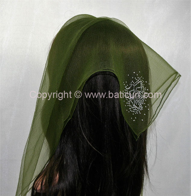Square Solid | Rhinestone | Blooming Rose |  Olive Green