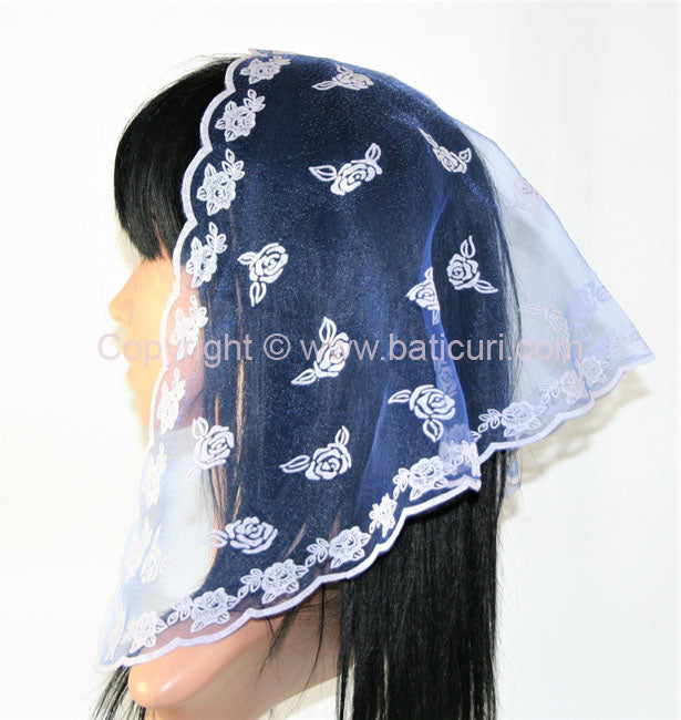#54 Triangular Scattered roses- Royal/white