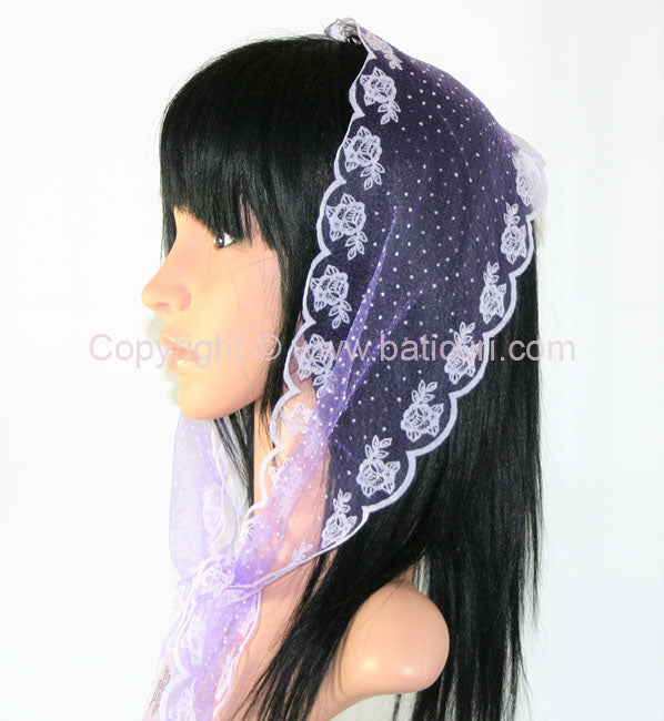 #28 | Long Small Scarf | Zig Zag Rose Edge | Light Purple
