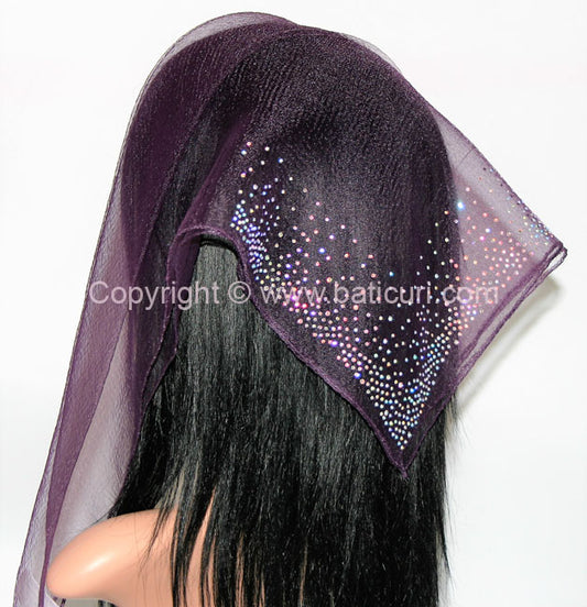 Square Solid | Rhinestone | Waterfall Corner | Eggplant