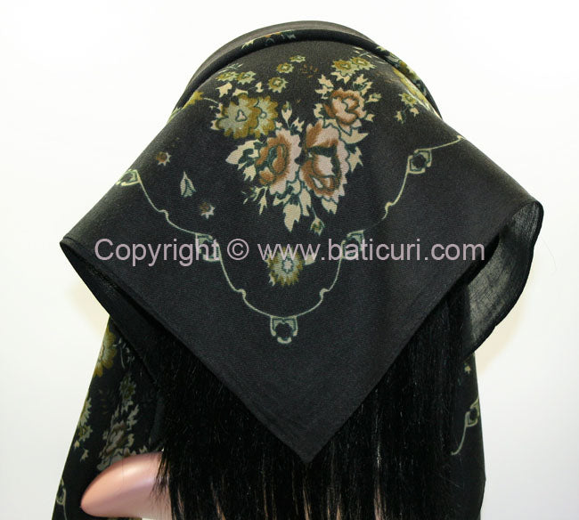 Traditional Scarves | Bouquet | Black