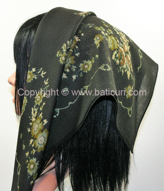 Traditional Scarves | Bouquet | Black