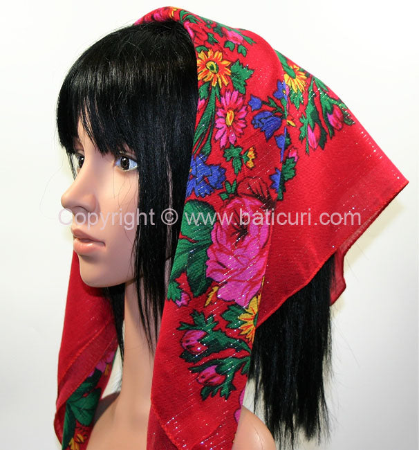 Traditional Scarves | Rose Garden | Red