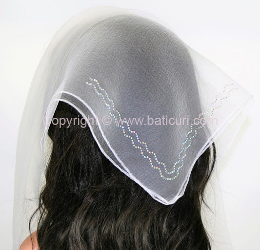 Square Solid | Rhinestone | Double Zig-Zag | White