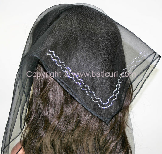 Square Solid | Rhinestone | Double Zig-Zag |  Black