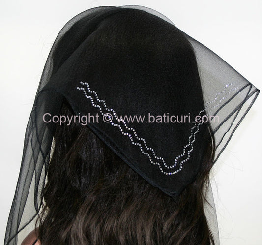 Square Solid | Rhinestone | Double Zig-Zag |  Black