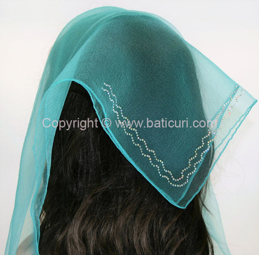 Square Solid | Rhinestone | Double Zig-Zag | Turquoise