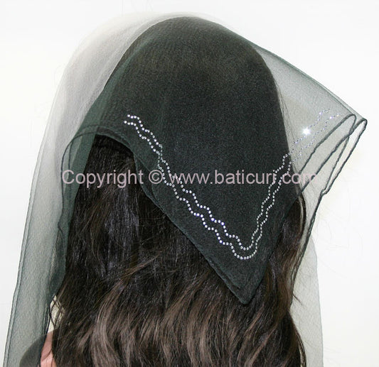 Square Two-tone| Rhinestone | Double Zig-Zag | Black