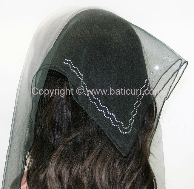Square Two-tone| Rhinestone | Double Zig-Zag | Black