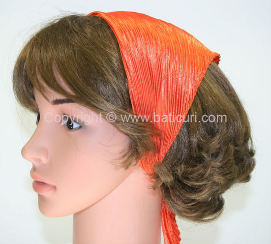 91-120 Polyester | Silky Pleated Scarves | Orange