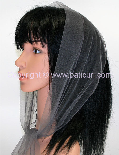 Long  (M) Solid Soft Net Scarf ≈9”x50”- Dark Grey