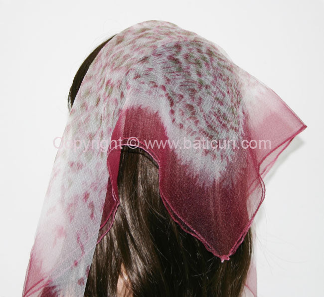 Square Leopard Print | White with Burgundy Border
