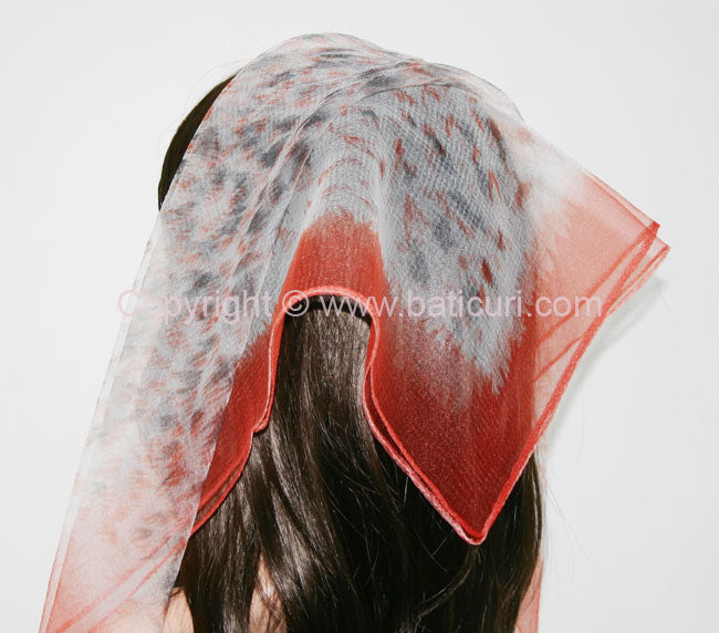 Square Leopard Print |  White with Bright Red Border