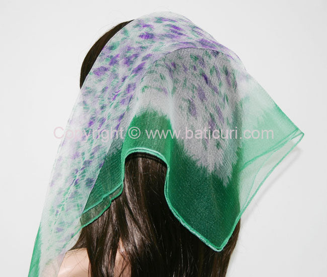 Square Leopard Print |  White with Green Border