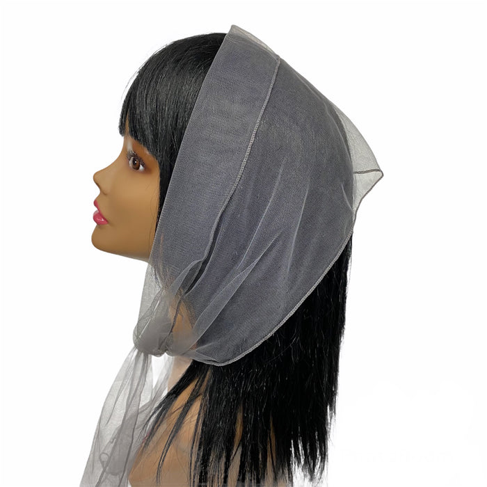 Long  (M) Solid Soft Net Scarf ≈9”x50”- Dark Grey
