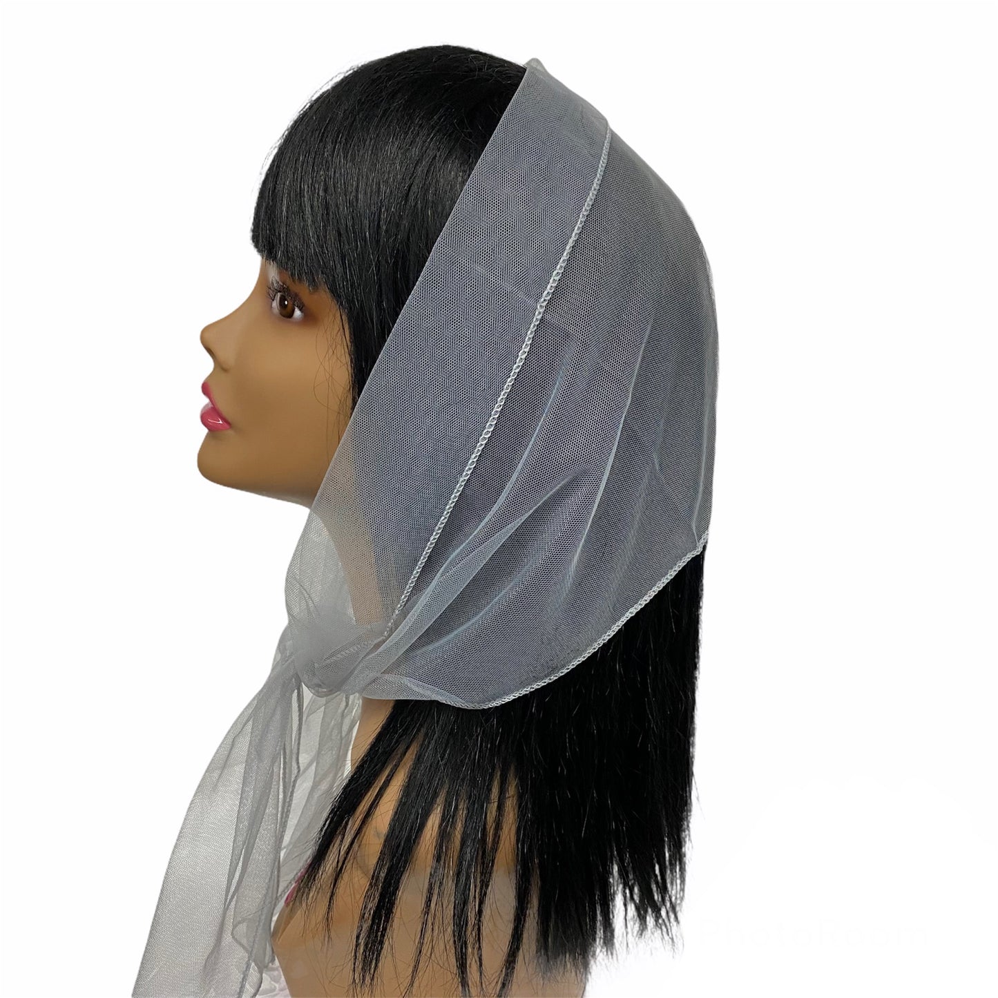 Long  (M) Solid Soft Net Scarf ≈9”x50”- Grey