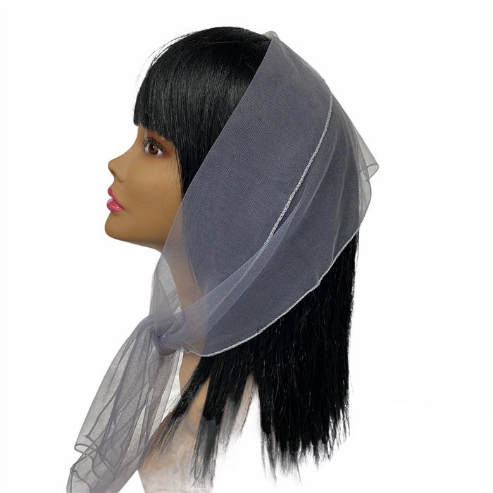 Long Solid Lightweight Soft Net Scarf -Slate Grey