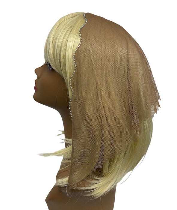 New | Net Triangle Scalloped back | Front Rhinestone | Dark Beige/Silver