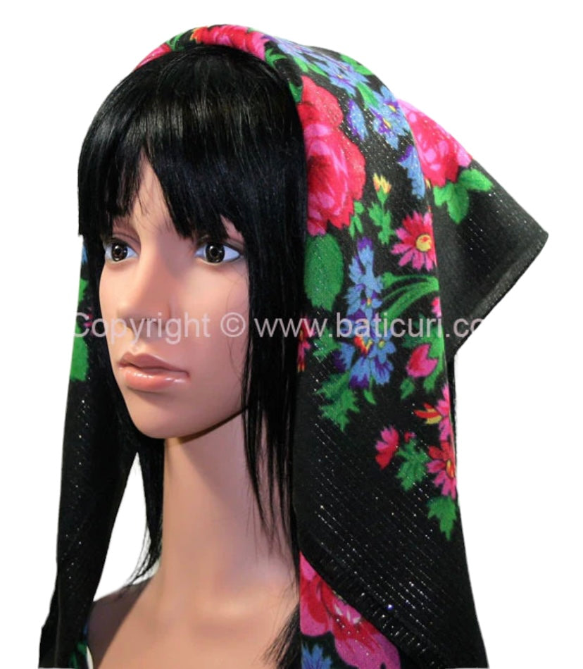 Traditional Scarves | Rose Garden | Black