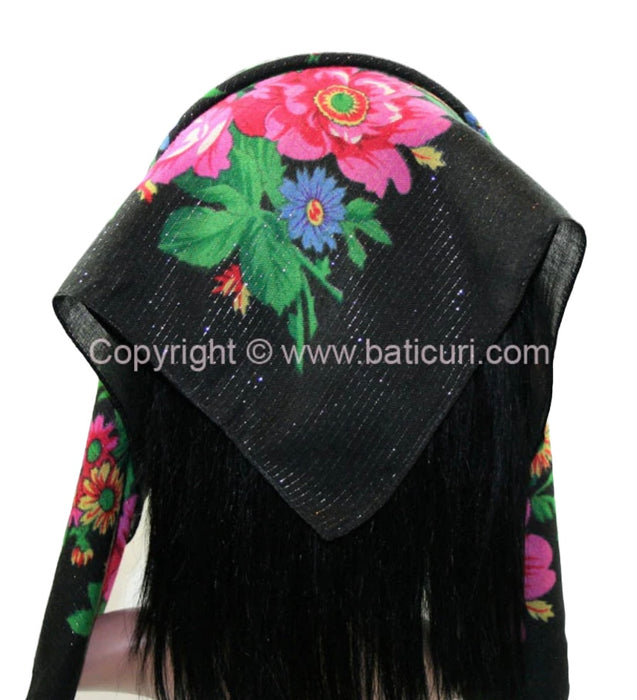 Traditional Scarves | Rose Garden | Black