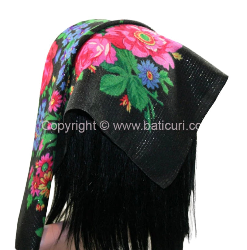 Traditional Scarves | Rose Garden | Black