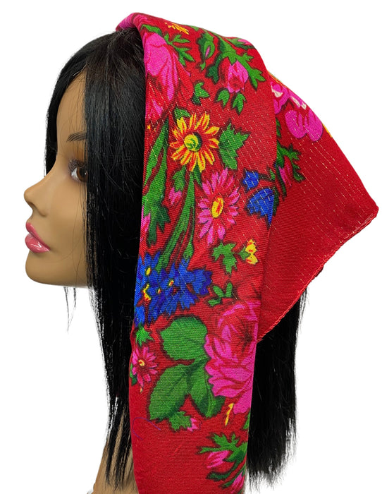 Traditional Scarves | Rose Garden | Red