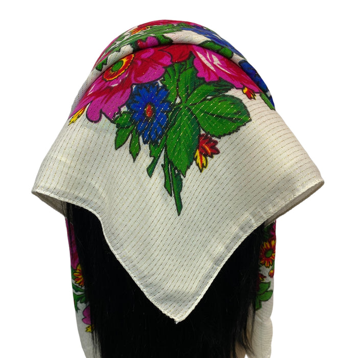 Traditional Scarves | Rose Garden | White