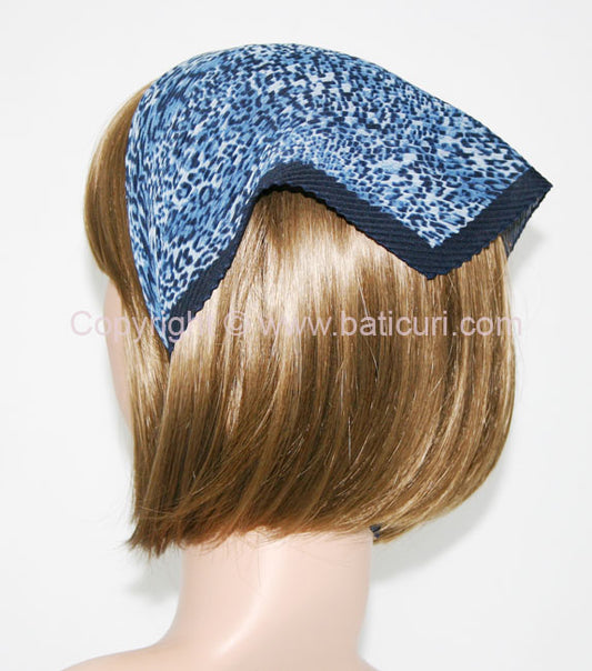 117-94 Pleated Italian | Leopard | Blue with Navy Border